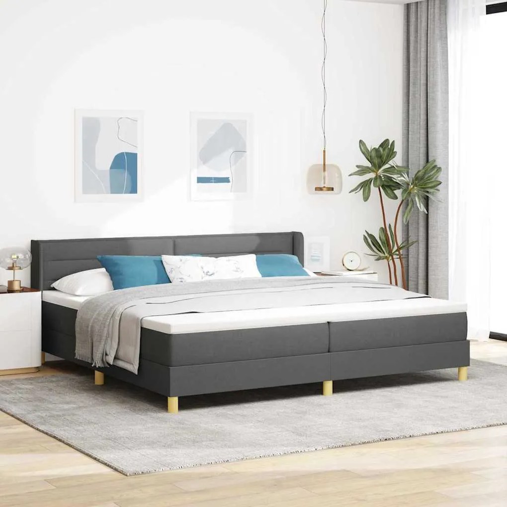 vidaXL Κρεβάτι Box Spring με Στρώμα Σκούρο Γκρι, 200 x 200 εκ. Υφασμάτινη.