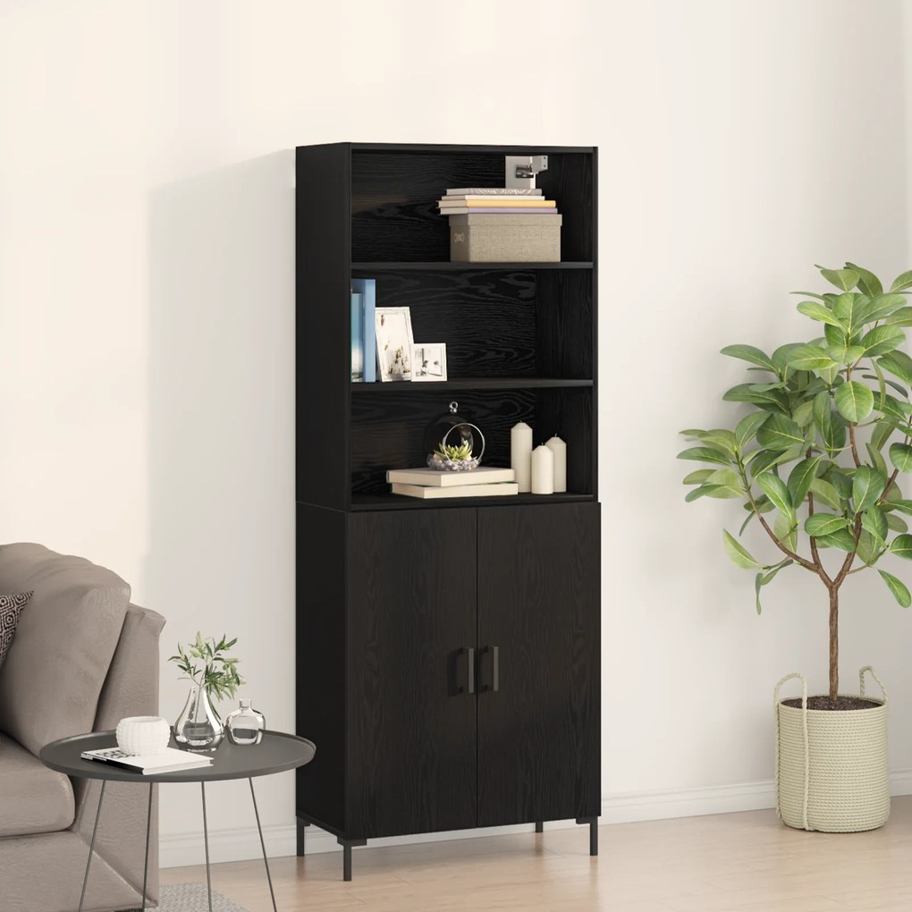 vidaXL Μπουφές Μαύρη Δρυ 69.5x34x180 εκ Επεξεργασμένο Ξύλο