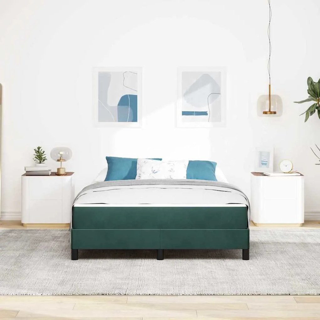 vidaXL Κρεβάτι box spring με στρώμα Σκούρο Πράσινο 160 x 200 cm