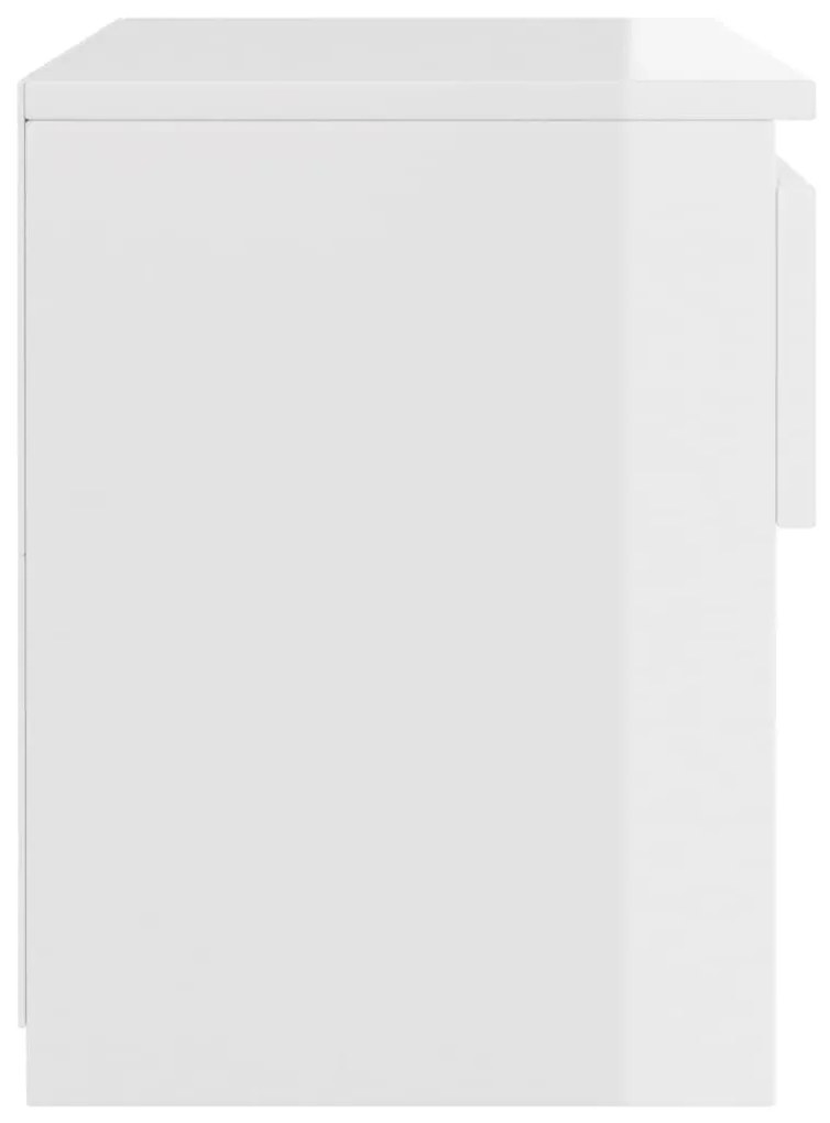 Κομοδίνο Γυαλιστερό Λευκό 40 x 30 x 39 εκ. από Μοριοσανίδα - Λευκό