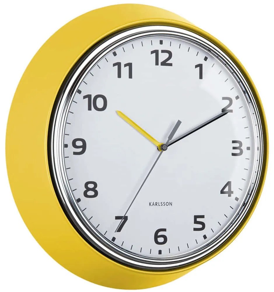 Ρολόι Τοίχου Modern Retro KA6006YE Φ34x7cm Bright Yellow Karlsson Μέταλλο