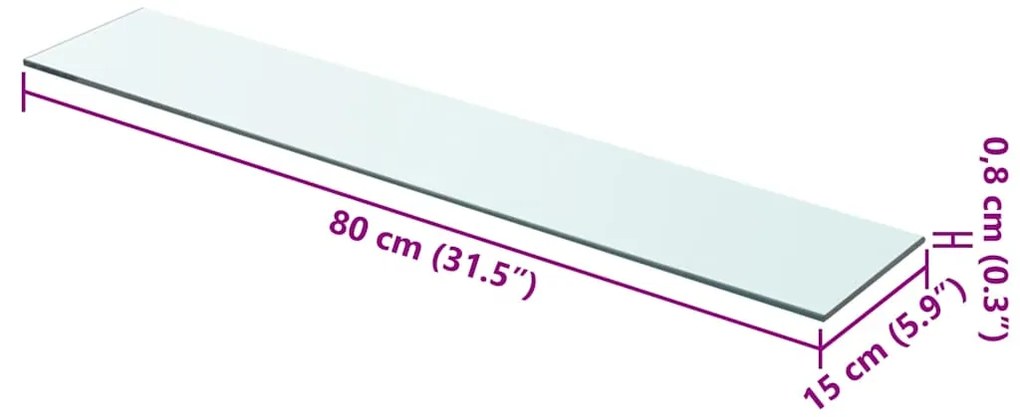 vidaXL Ράφια Πάνελ 2 τεμ. Διάφανα 80 x 15 εκ. Γυάλινα
