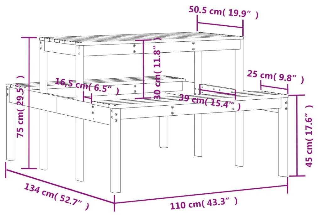 ΤΡΑΠΕΖΙ ΠΙΚΝΙΚ ΚΑΦΕ ΚΕΡΙΟΥ 110X134X75 ΕΚ. ΑΠΟ ΜΑΣΙΦ ΞΥΛΟ ΠΕΥΚΟΥ 844647