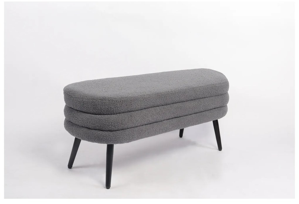 Παγκάκι Ottoman ArteLibre TONDO Γκρι Ύφασμα Teddy/Μέταλλο 42x112x44cm