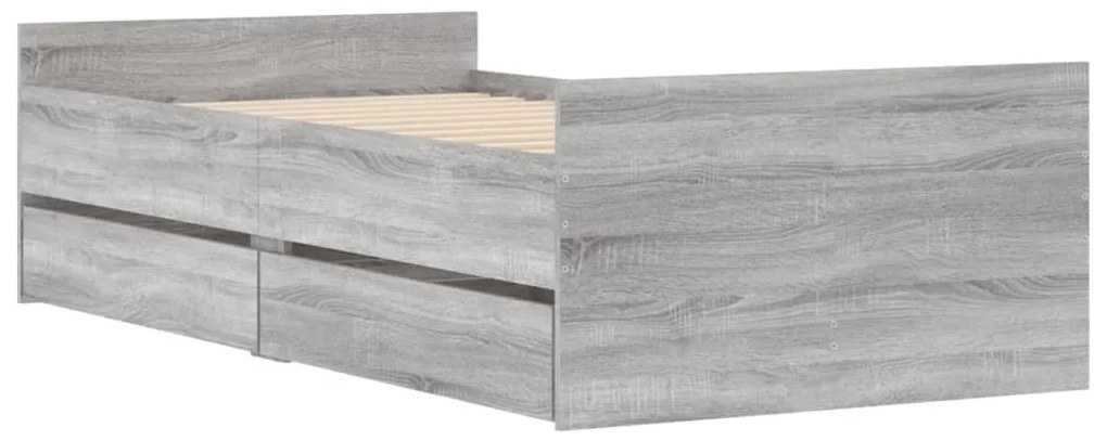 vidaXL Πλαίσιο Κρεβατιού με Συρτάρια Γκρι sonoma 100x200 εκ.