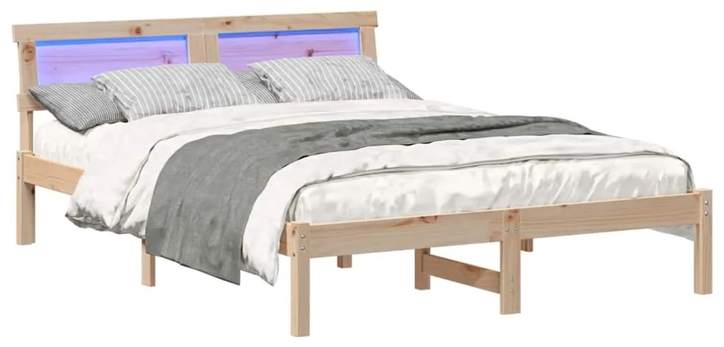 vidaXL Σκελετός Κρεβατιού Καφέ 135 x 190 cm Μασίφ ξύλο πεύκου