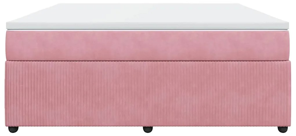 vidaXL Κρεβάτι Boxspring με Στρώμα Ροζ 180x200 εκ. Βελούδινο