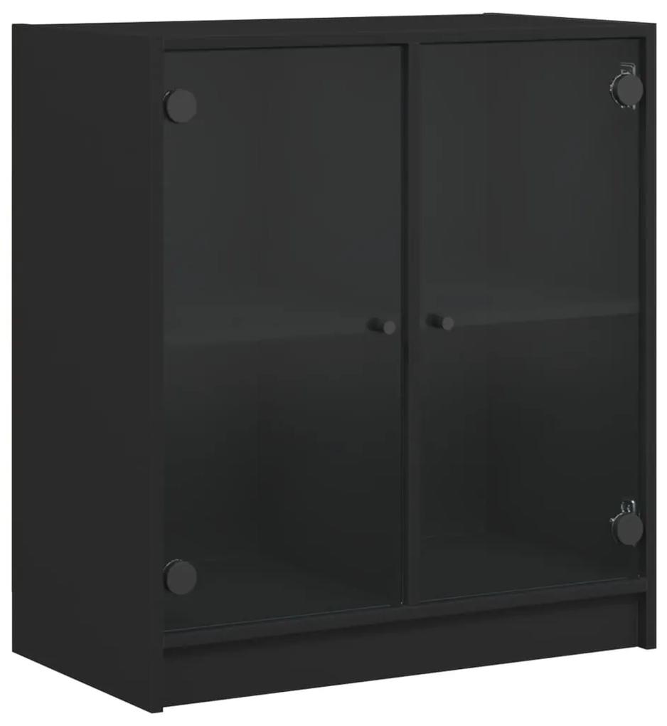 vidaXL Βοηθητικό Ντουλάπι Μαύρο 68x37x75,5 εκ. με Γυάλινες Πόρτες