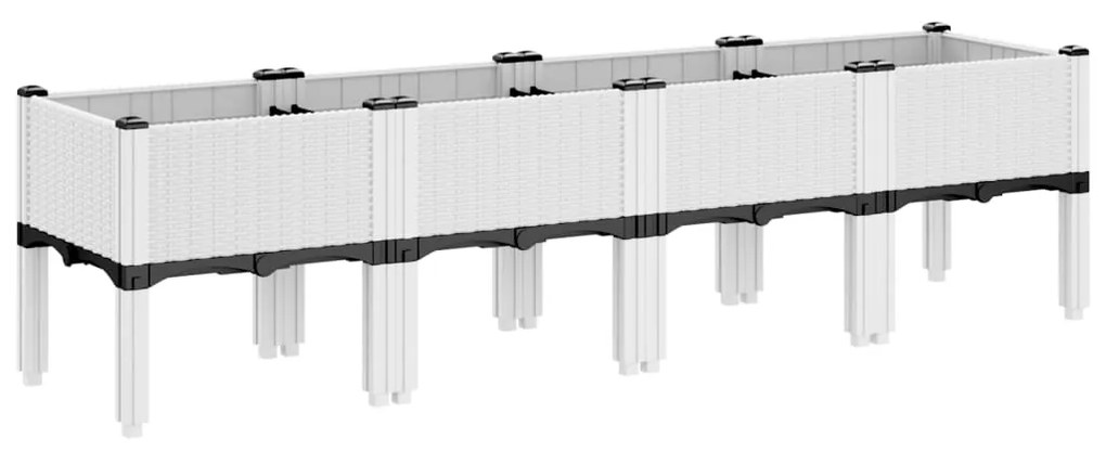 Ζαρντινιέρα Κήπου με Πόδια Λευκή 160x40x42 εκ. Πολυπροπυλένιο - Λευκό