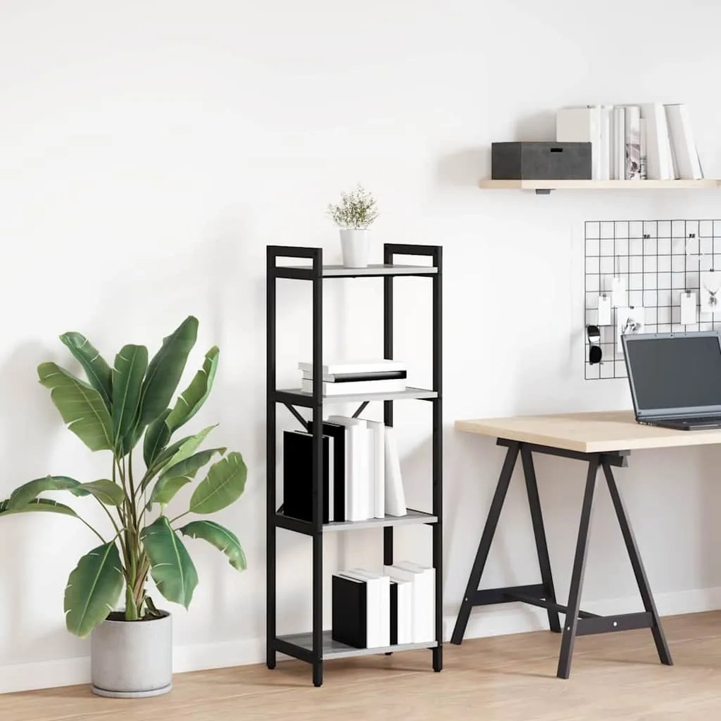vidaXL Βιβλιοθήκη Γκρι sonoma 40 x 30 x 118 εκ Ξύλο και Χάλυβας