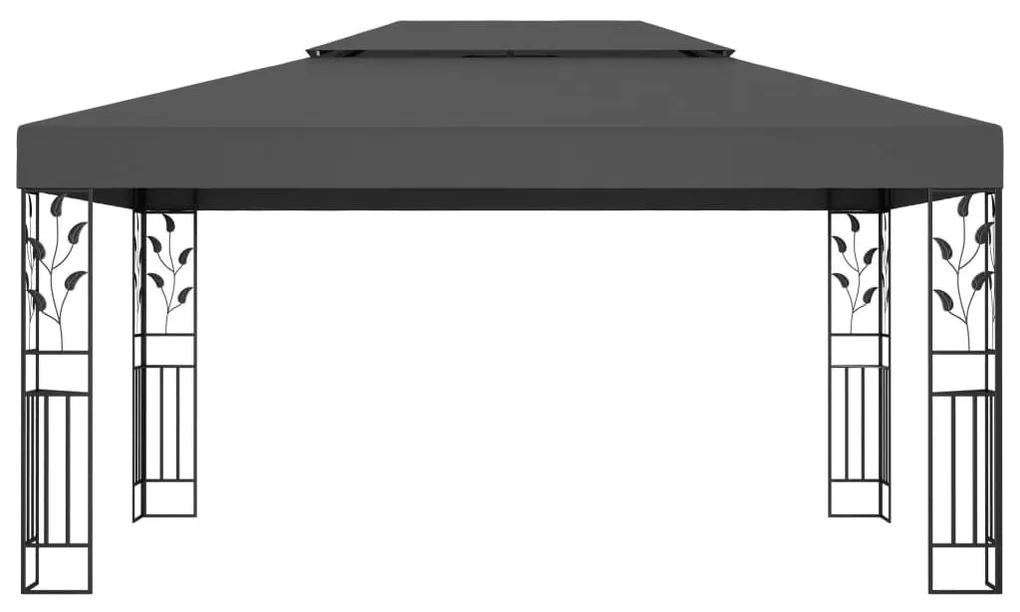 Κιόσκι με Διπλή Οροφή και Φωτάκια LED Ανθρακί 3 x 4 μ. - Ανθρακί