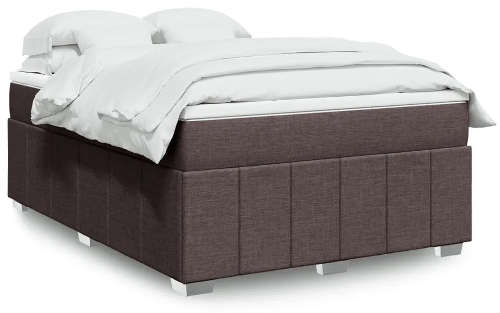 vidaXL Κρεβάτι Boxspring με Στρώμα Σκούρο Καφέ 160x200 εκ Υφασμάτινο