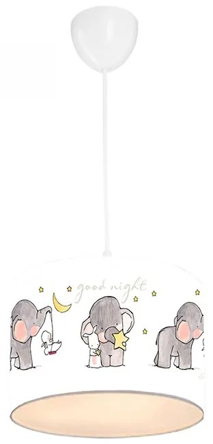 Φωτιστικό παιδικό μονόφωτο "ΕΛΕΦΑΝΤΑΚΙΑ" από ύφασμα σε εκρού χρώμα Ε27 Φ30x70