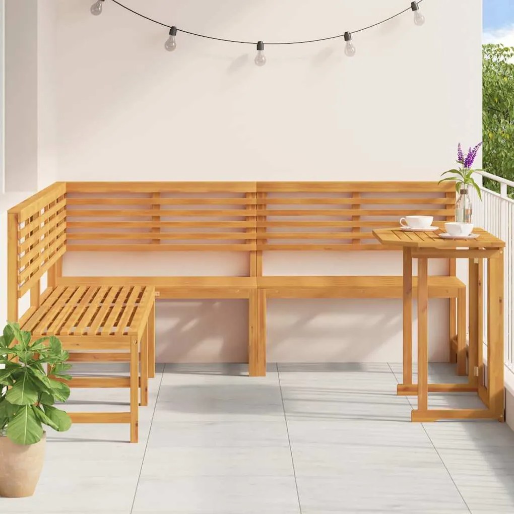 vidaXL Σετ Παγκάκι Κήπου 4 pcs Καφέ Μασίφ ξύλο ακακίας