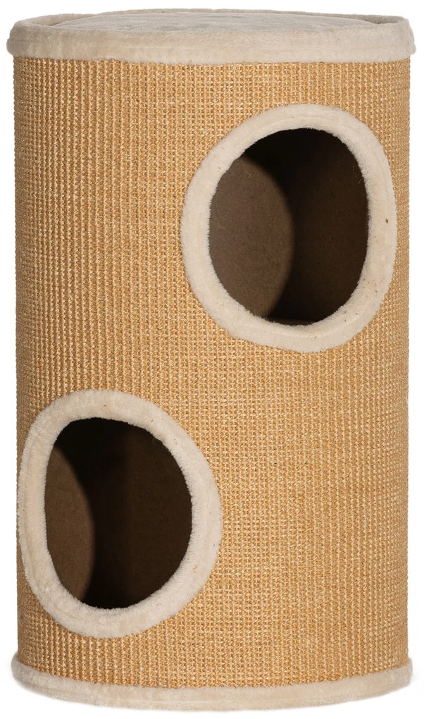PawHut Δέντρο για Γάτες με Άπλετο Χώρο, Βελούδινη Επένδυση, Επιφάνεια Σιζάλ, Φ35 x 60Υ cm, Καφέ-Μπεζ, 10 kg