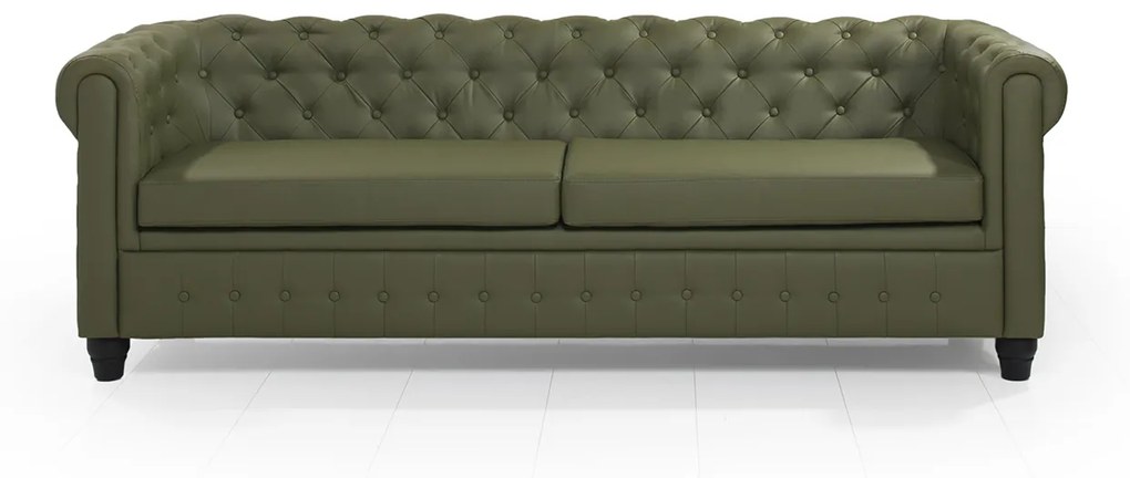 Τριθέσιος καναπές δερματίνη CHEST, Πράσινο 225x72x82cm-TED1212