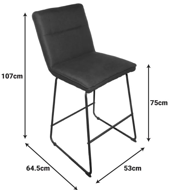 Σκαμπό μπαρ Essential pakoworld ύφασμα μπεζ-πόδι μάυρο μεταλλικό 53x64.5x107εκ
