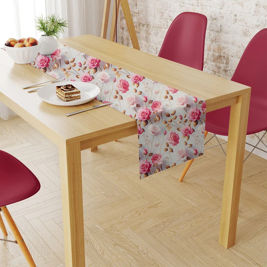 Αλέκιαστη Τραβέρσα (40x180) Dimcol Roses 465 Grey - Pink