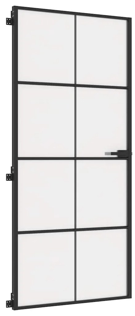 vidaXL Εσωτερική Πόρτα Μαύρη 93 x 201,5 εκ. Ψημένο Γυαλί &amp; Αλουμίνιο