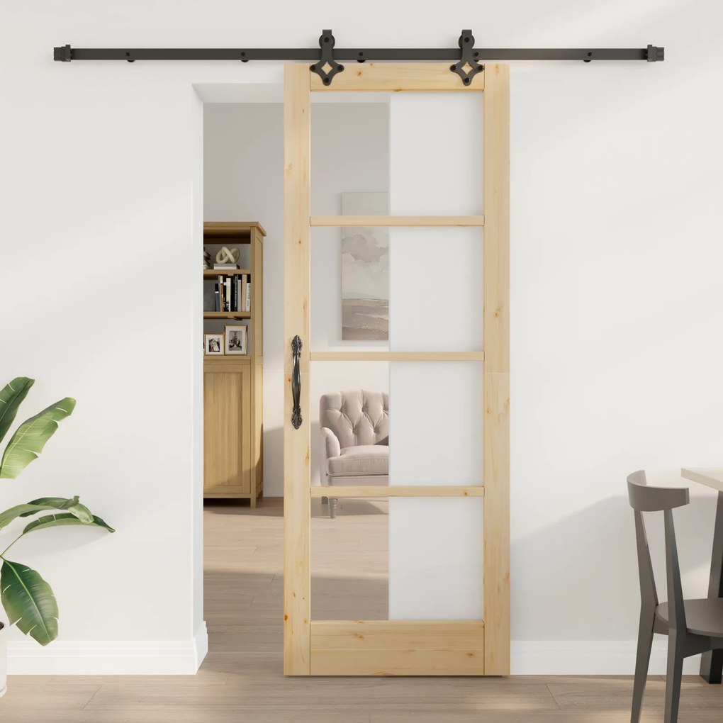 vidaXL Συρόμενη Πόρτα  με Κιτ Υλικών 78x211 εκ. Μασίφ ξύλο Πεύκου