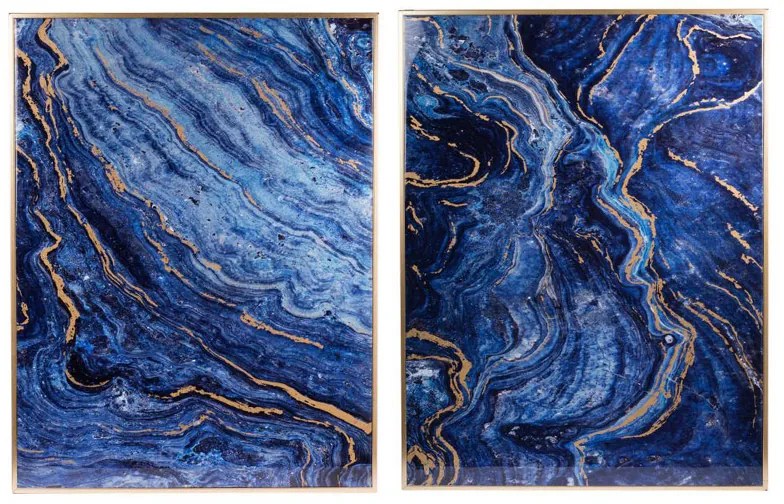 Artekko Frame Πίνακες MDF Πλαστικό Καμβάς Μπλε Χρυσό (77.5x4.6x101.6)cm Σετ/2 Artekko DF43494-DS