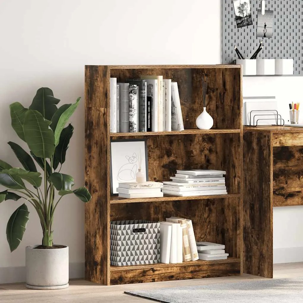 vidaXL Βιβλιοθήκη Καπνιστή Δρυς 80x24x109 εκ. από Επεξεργασμένο Ξύλο