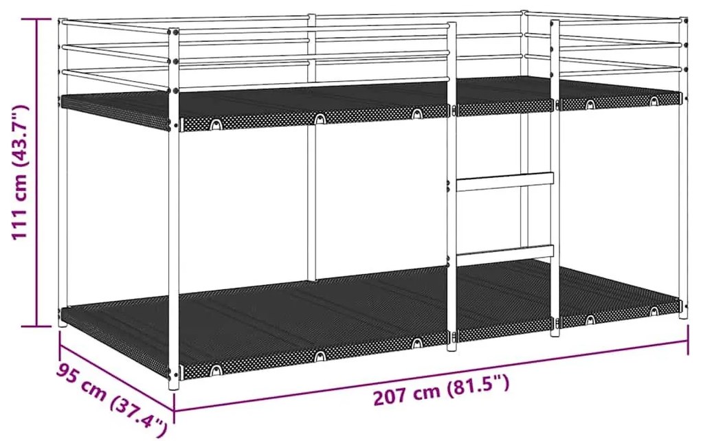 Κουκέτα χωρίς στρώμα Λευκό 90x200 cm Ατσάλι - Λευκό