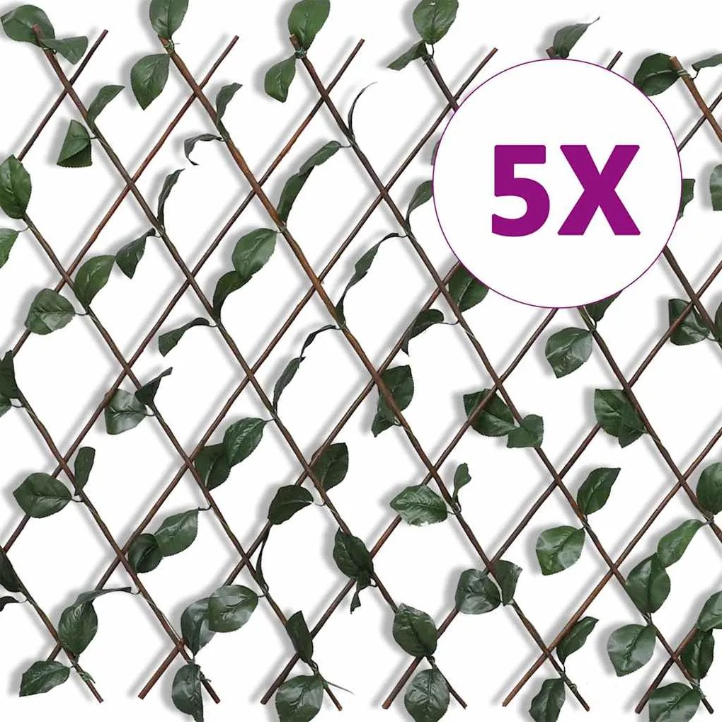 vidaXL Καφασωτό Φράχτης με Τεχνητά Φύλλα 5 τεμ. 180 x 90 εκ. από Ιτιά