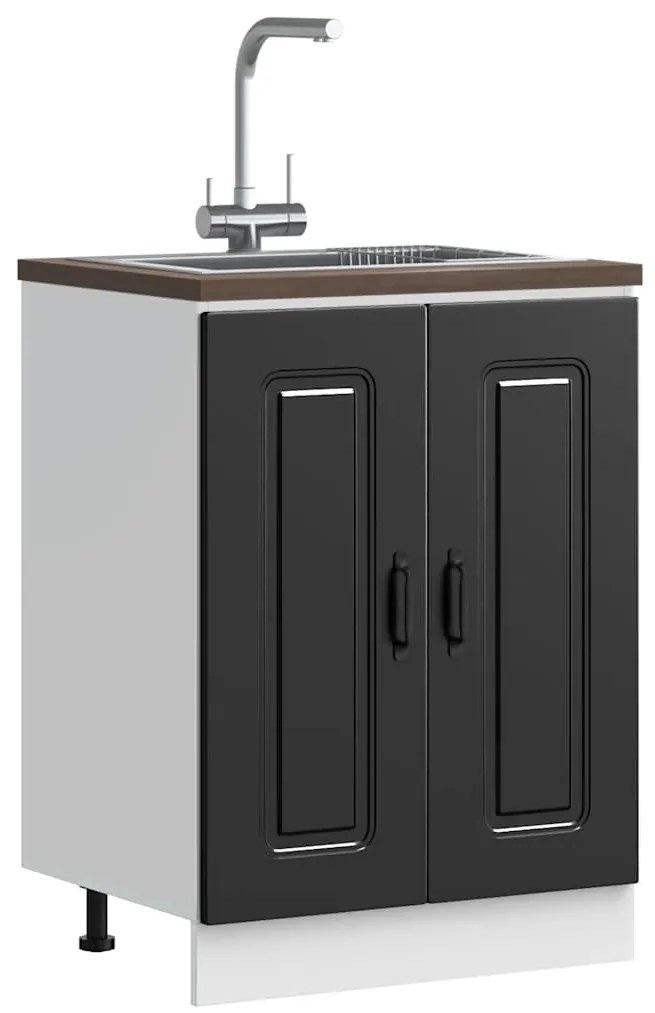 vidaXL Ντουλάπι βάσης νεροχύτη Kalmar Μαύρο 60x46x81,5 εκ. Επεξ. Ξύλο