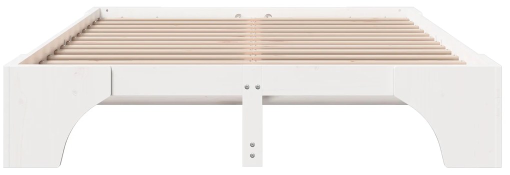 vidaXL Κρεβάτι Λευκό Μασίφ ξύλο 160 x 200 cm Ανθεκτικό Κρεβάτι