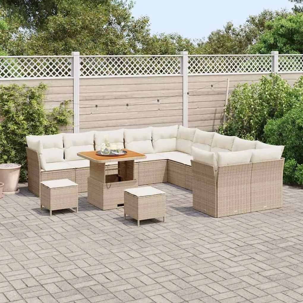 vidaXL Σετ Καναπέ Κήπου 13 pcs Μπεζ συνθετικό ρατάν