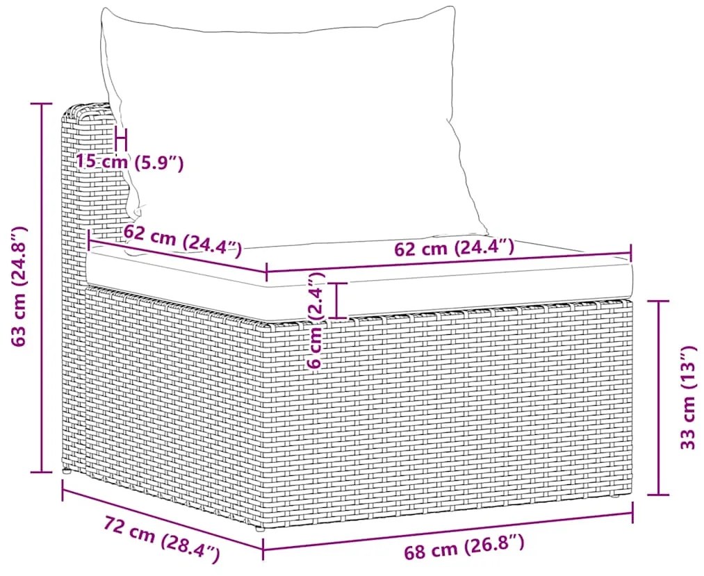 vidaXL Σαλόνι Κήπου 3 Τεμαχίων Γκρι από Συνθετικό Ρατάν με Μαξιλάρια