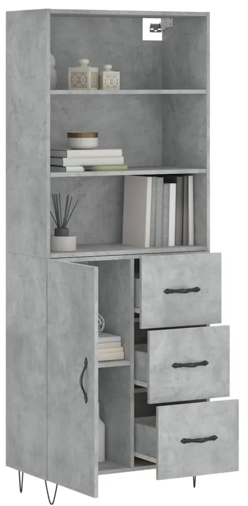 vidaXL Ντουλάπι Γκρι Σκυροδέματος 69,5x34x180 εκ. Επεξεργασμένο Ξύλο