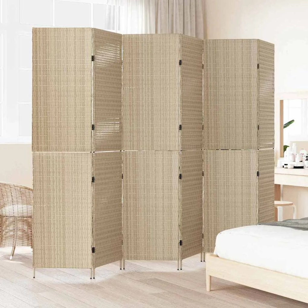 vidaXL Διαχωριστικό Δωματίου Μπεζ 294 x 180 cm συνθετικό ρατάν
