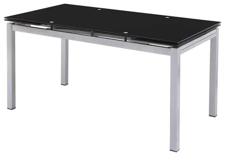 Τραπέζι Blossom 110+(30+30)x70cm Γυαλί Μαύρο/Βαφή Γκρι