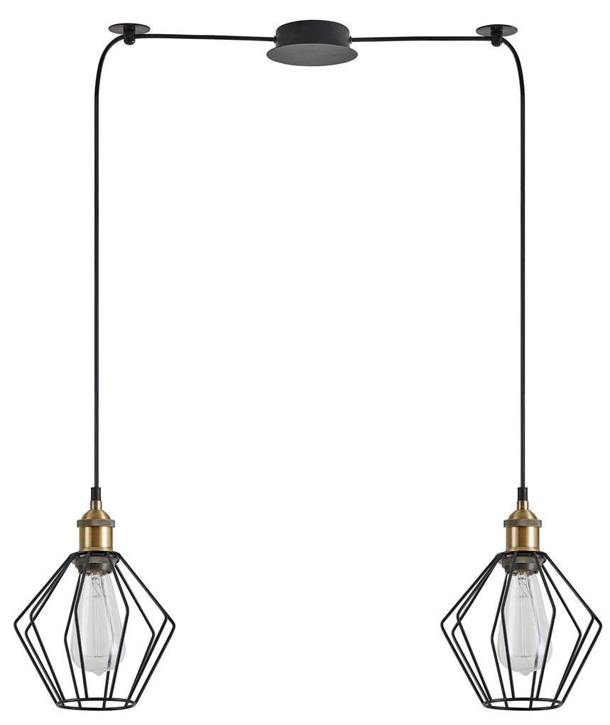 SE21-BR-10-BL2-GR1 MAGNUM Bronze Metal Pendant Black Metal Grid with Black Fabric Cable+ HOMELIGHTING 77-8706