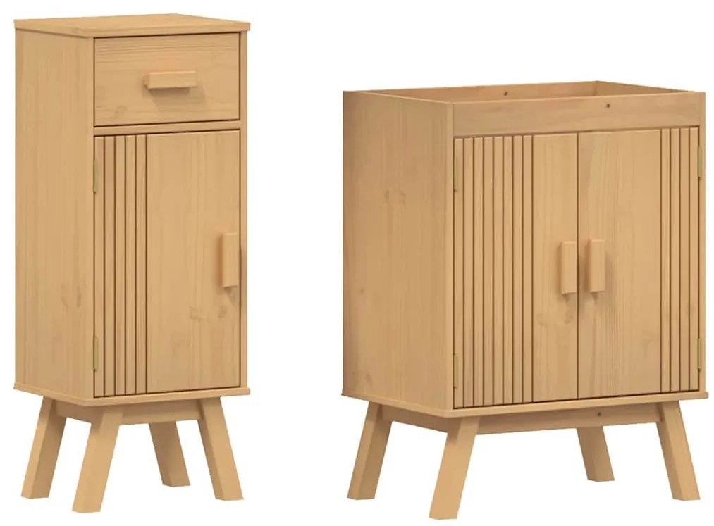 vidaXL Σετ Επίπλων Μπάνιου με συρτάρι 2 pcs Καφέ 114 x 43 x 73.5 εκ.