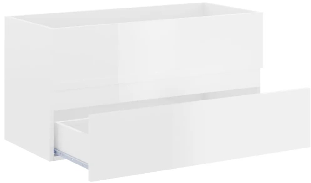 vidaXL Ντουλάπι Νιπτήρα Γυαλιστερό Λευκό 90x38,5x45 εκ. από Επεξ. Ξύλο