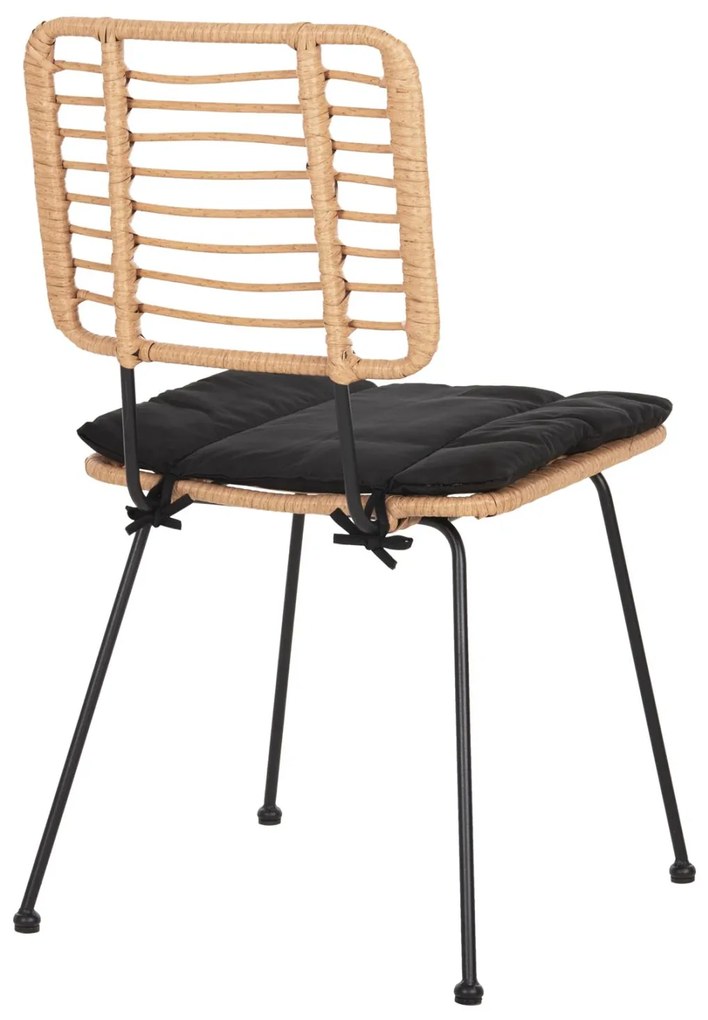 Καρέκλα ALLEGRA C5454.11 Μεταλλική με Μαξιλάρι Μαύρο και Wicker Μπέζ 50,5x49,5x88Υ εκ. 50.5x49.5x88 εκ.