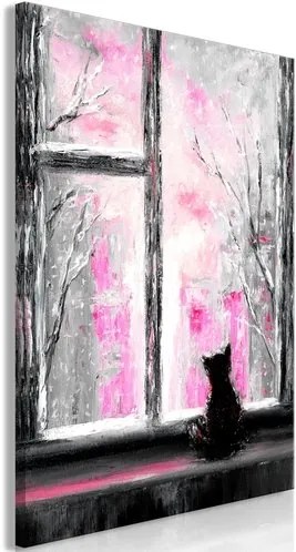 Πίνακας - Longing Kitty (1 Part) Vertical Pink - 60x90