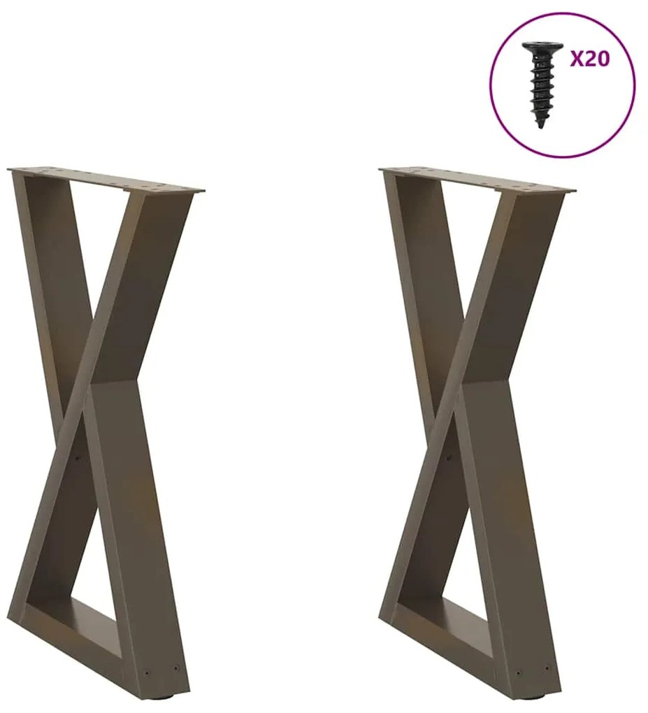 Πόδια Τραπεζαρίας 2 τεμ. από Φυσικό Ατσάλι 60x(72-73,3) εκ. Ατσάλι