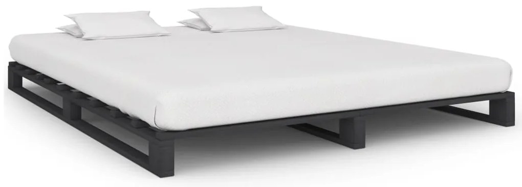 vidaXL Πλαίσιο Κρεβατιού Γκρι 160 x 200 εκ. Παλέτες Μασίφ Ξύλο Πεύκου