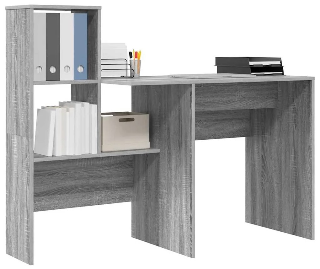 vidaXL Γραφείο Γκρι sonoma 131.5 x 50 x 106.5 εκ. Επεξεργασμένο ξύλο