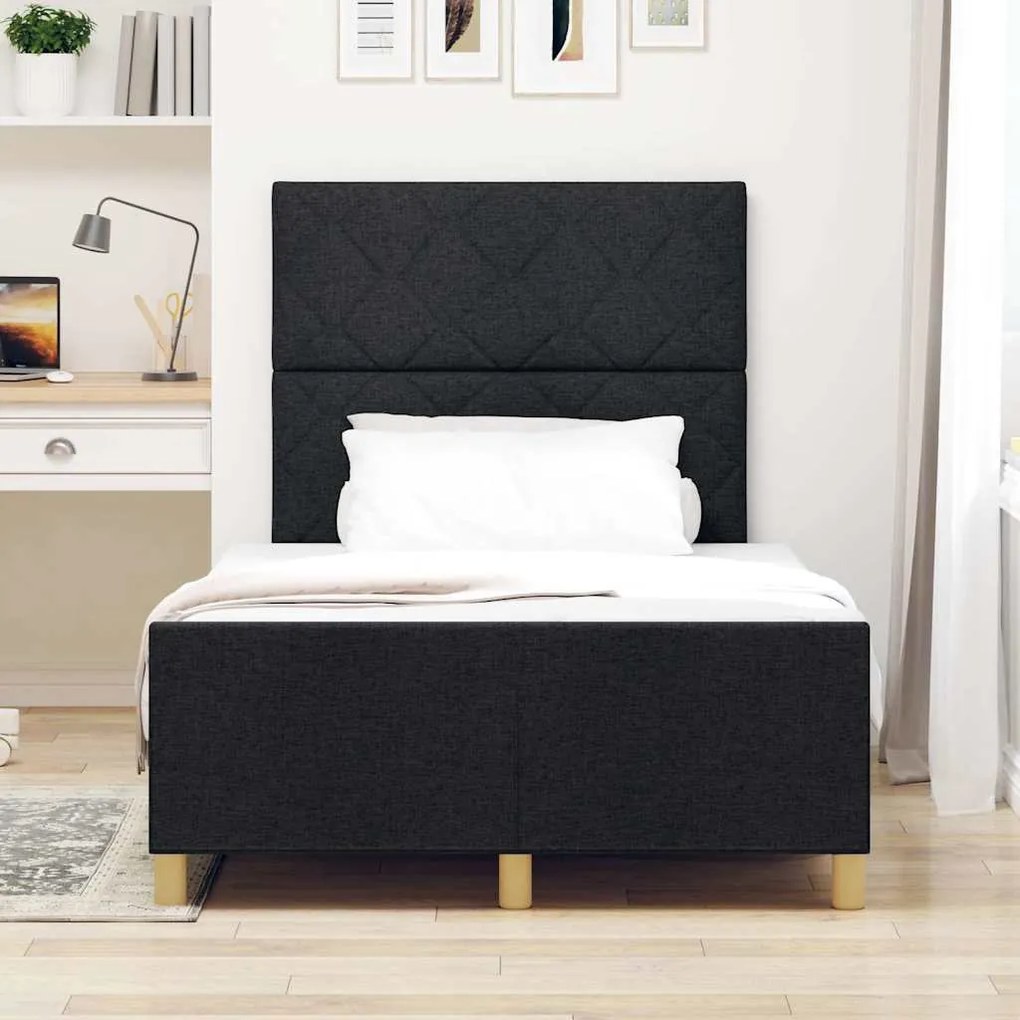 vidaXL Σκελετός Κρεβατιού με κεφαλάρι Μαύρο 120 x 190 cm ύφασμα