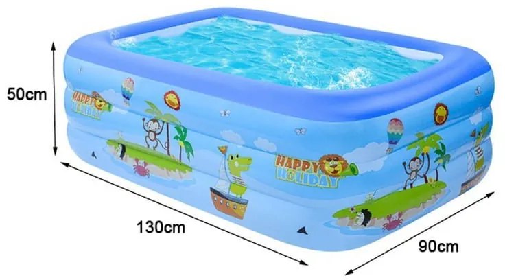 Sainteve παιδική πισίνα φουσκωτή 130x90x50cm SY-A0283 - 3-Ring rectangular swimming pool