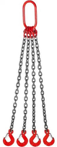 VEVOR 4 Legs Chain Sling with Sling Hook G80, 8MM X 1M Lifting Chain Slings, Chain Hanging with Shortners Crane Grade 80 4T/ 8800LBS, Heavy Duty Lifting Chain Sling with Hooks