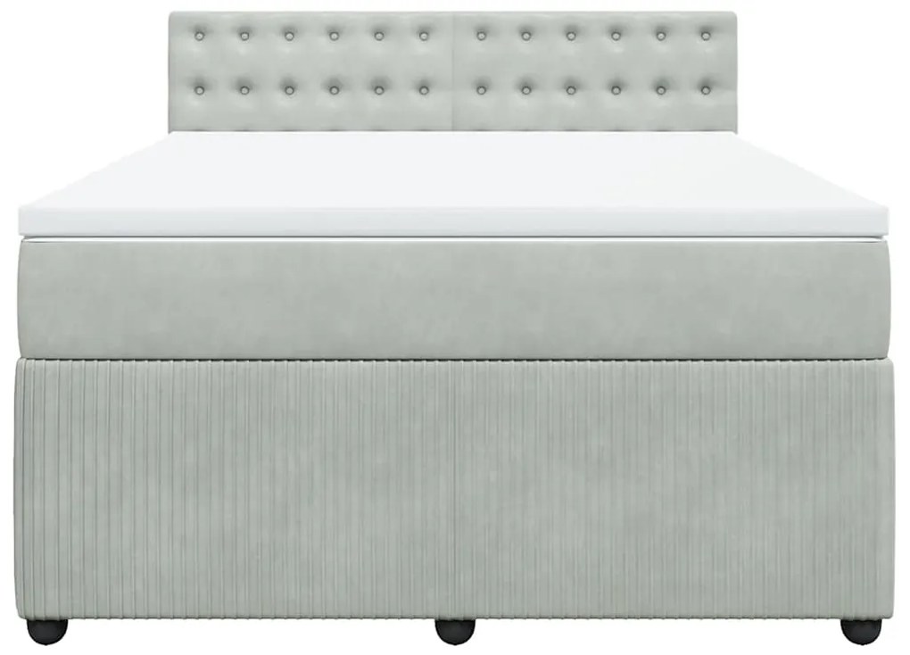 vidaXL Κρεβάτι Boxspring με Στρώμα Ανοιχτό Γκρι 140x190 εκ. Βελούδινο