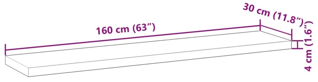 Ράφι Κρεμαστό 160x30x4 εκ. Ακατέργαστο Μασίφ Ξύλο Ακακίας - Καφέ