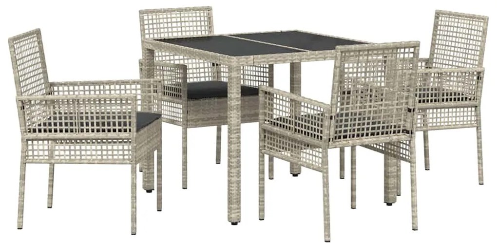 vidaXL Σέτ φαγητού για κήπο 5 pcs Ανοιχτό γκρι συνθετικό ρατάν