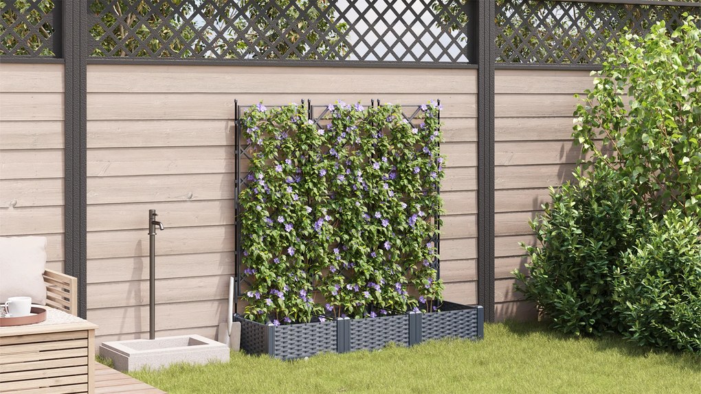 vidaXL Γλάστρα Κήπου με Πλέγμα 3 τμχ Γκρι 120x40x125.5 εκ.